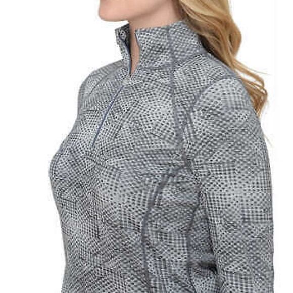 Kirkland Signature Women's Gray Print 1/4 Zip Long Sleeve Pullover - Picture 3 of 14